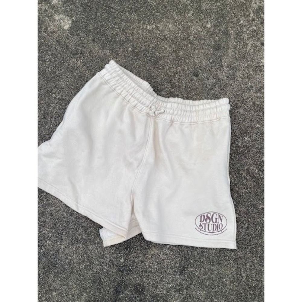 Boohoo DSGN Studio Graphic Fleece Sweat Shorts Cream Off White Mens Large